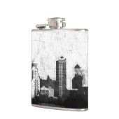 Grungy Stadthintergrund in Schwarzweiss Flachmann (Links)