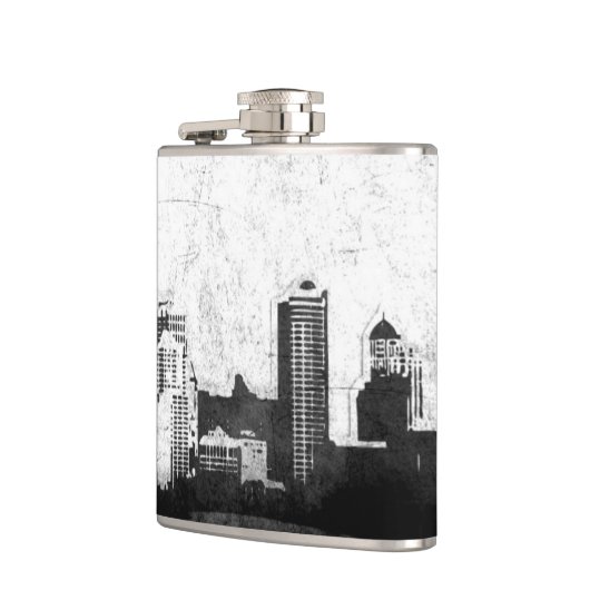 Grungy Stadthintergrund in Schwarzweiss Flachmann (Links)