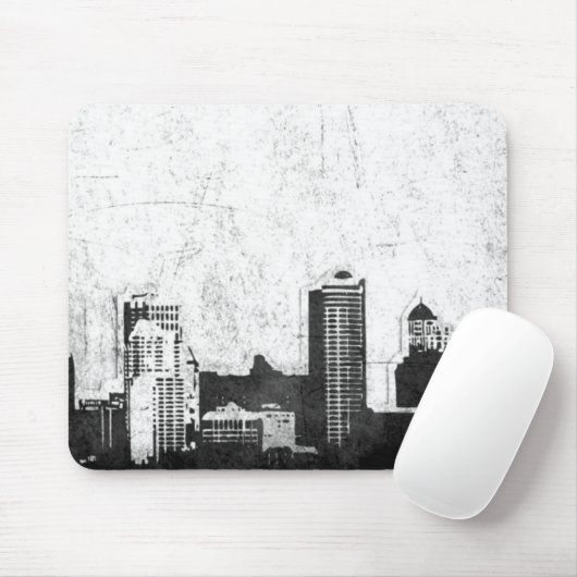 Grungy Stadthintergrund in Schwarzweiss Mousepad (Mit Mouse)