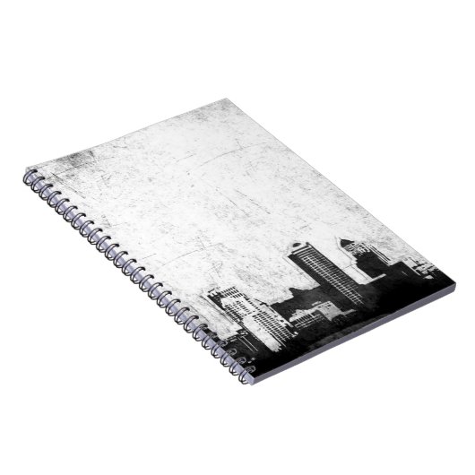 Grungy Stadthintergrund in Schwarzweiss Notizblock (Rechte Seite)
