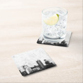 Grungy Stadthintergrund in Schwarzweiss Rechteckiger Pappuntersetzer (Vor Ort)