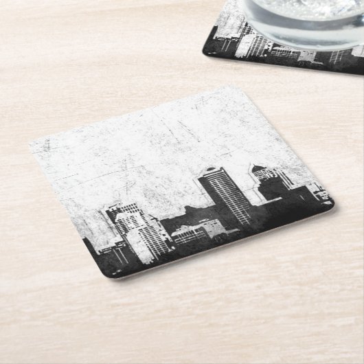 Grungy Stadthintergrund in Schwarzweiss Rechteckiger Pappuntersetzer (angewinkelt)