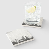 Grungy Stadthintergrund in Schwarzweiss Steinuntersetzer (Seitenansicht)