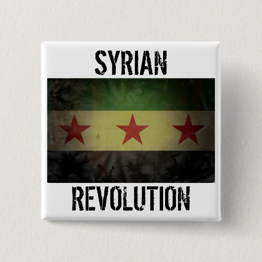 Grungy "syrische Revolutions-" Syrien-Flagge Button (Vorderseite)