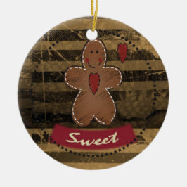 Grungy Vintag Gingerbread Man Keramik Ornament