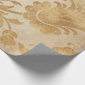Grungy Vintag Gold Floral Cart Geschenkpapier (Ecke)