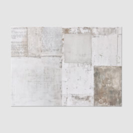 Grungy White Painted Ephemera Newsprint Collage Seidenpapier