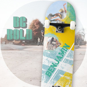 Grungy Yellow Aquamarin Urban Street Graffiti Skateboard