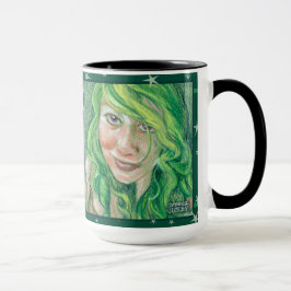 Grünhaarfantasy-Frau mit Lila Augen-Tasse Tasse