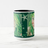 Grünhaarfantasy-Frau mit Lila Augen-Tasse Tasse (Zentrum)