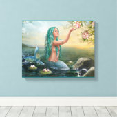 Grünhaarige Meerjungfrau Leinwanddruck (Insitu (Holzboden))