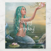 Grünhaarige Meerjungfrau Weinetikett (Einzelnes Label)