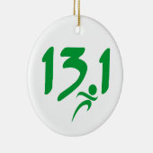 GrünHalbmarathon 13,1 Keramik Ornament (Rechts)