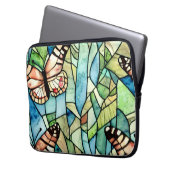 Grünhandgezeichnete Hübsche Schmetterlinge Forest Laptopschutzhülle (Vorderseite Links)