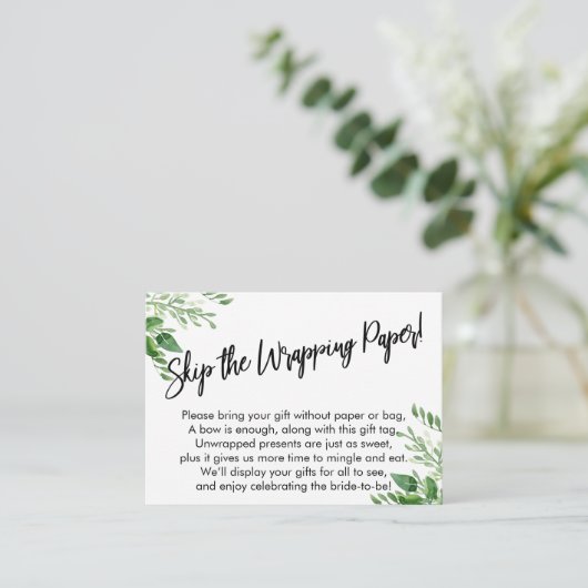 Grünhandschrift überspringe das Wrapping Paper! Begleitkarte (Stehend Vorderseite)