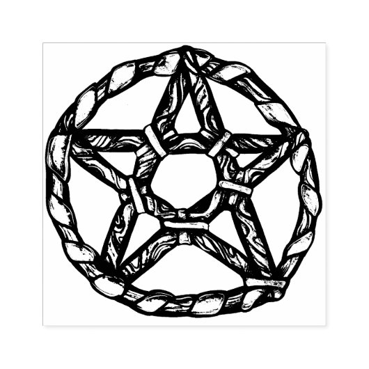 GrünHexenpentagramm Gummistempel (Prägung)