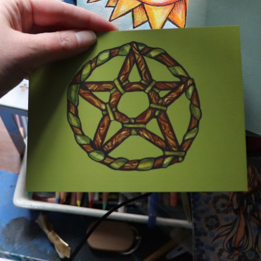 GrünHexenpentagramm Postkarte