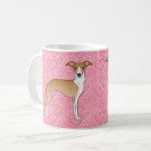 Grünhund aus Weiß und Fauna auf rosa Herzen Kaffeetasse (Vorderseite Links)