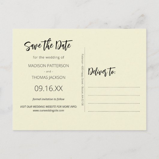 Grünkäfer-Schmetterlingssehen retten das Datum Ankündigungspostkarte (Rückseite)