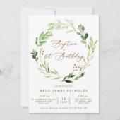 Grünkäfer Taufe & 1. Geburtstag Einladung (Vorderseite)