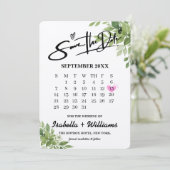 Grünkalender mit Herz-Hochzeit Save The Date (Stehend Vorderseite)
