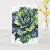 Grünkohl - Aquarellblumen Karte (Gelbe Blume)