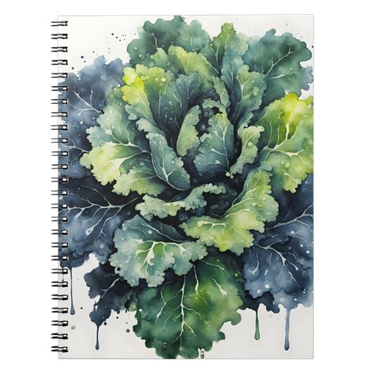 Grünkohl - Aquarellblumen Notizblock (Vorderseite)