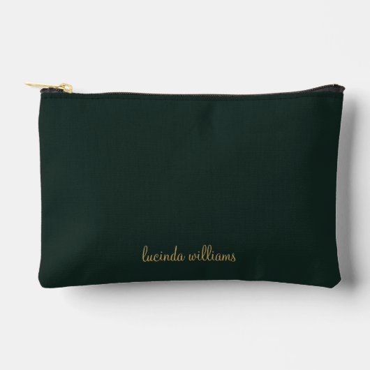 Grünkohle | Chic Gold Script Monogram Zubehörtasche (Vorderseite)