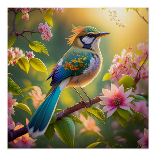Grünköpfiger Teal Flügel Fantasy Vogel Poster (Vorderseite)