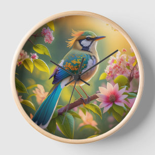 Grünköpfiger Teal Flügel Fantasy Vogel Uhr