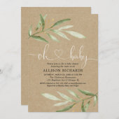 Grünkraft, rustikale geschlechtsneutrale Babydusch Einladung (Vorne/Hinten)