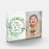 Grünkranz am ersten Muttertag Personalisiert Fotoblock (Links)
