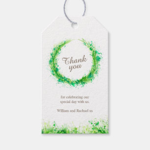 Grünkranz Aquarellkunst danke Geschenkmarken Geschenkanhänger