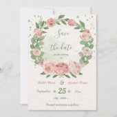 Grünkranz der Blume in Rosa Save The Date (Vorderseite)