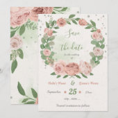 Grünkranz der Blume in Rosa Save The Date (Vorne/Hinten)