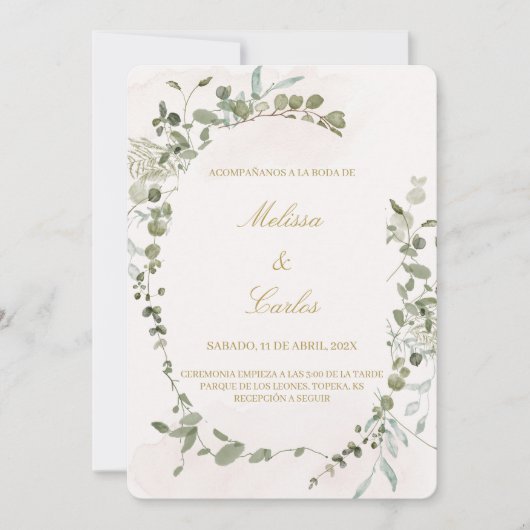 Grünkranz - Einladung zur Hochzeit (Vorderseite)