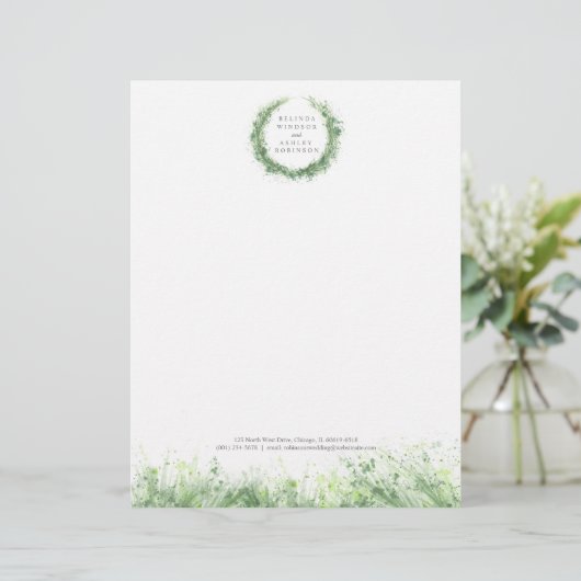 Grünkranz im Grünen mit moderner Aquarellfarbe Briefbogen (Stehend Vorderseite)