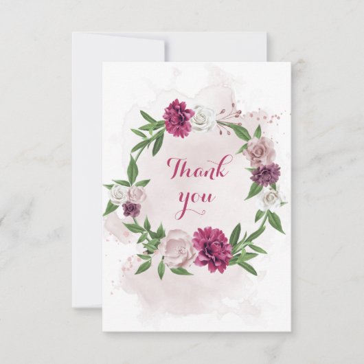 Grünkranz in rosa Blume Dankeskarte (Vorderseite)