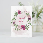 Grünkranz in rosa Blume Dankeskarte (Stehend Vorderseite)