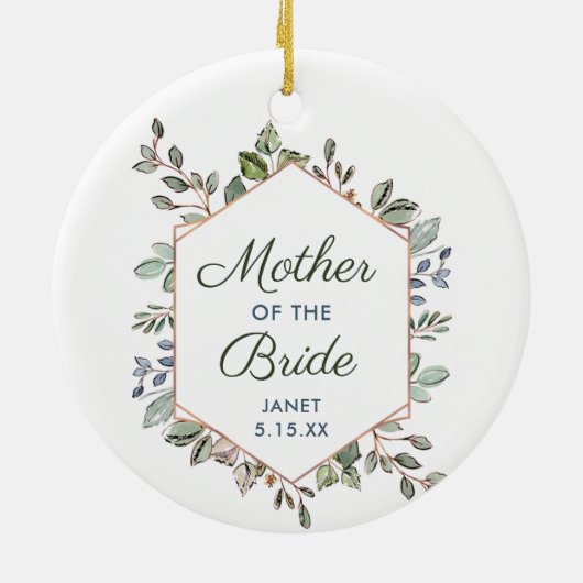 Grünkranz Personalisierte Brautmutter Keramik Ornament (Hinten)