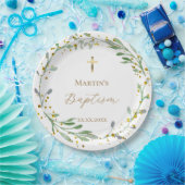 Grünkranz Taufen Pappteller (Party)