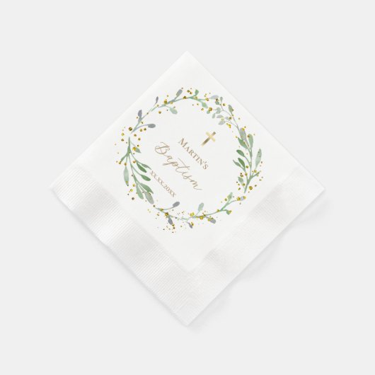 Grünkranz Taufen Serviette (Ecke)