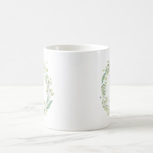Grünkranz und Monogramm Kaffeetasse (Mittel)