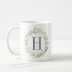 Grünkranz und Monogramm Kaffeetasse