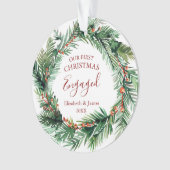 Grünkranz Unser erstes Weihnachtsfest Verlobt Ornament (Vorderseite)