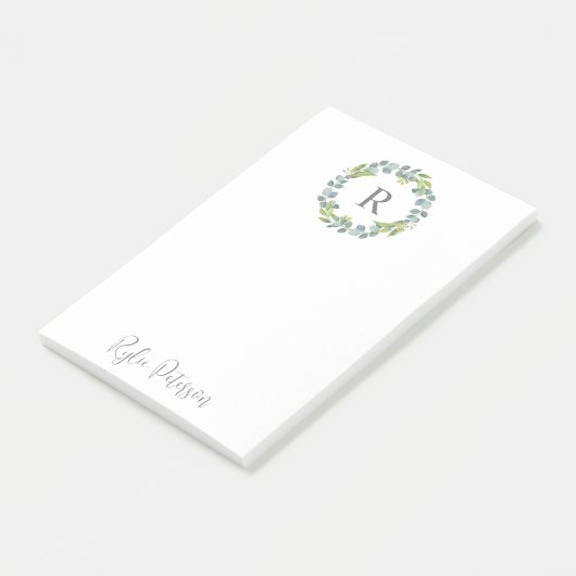 Grünkraut-Monogramm Post-it Klebezettel (angewinkelt)