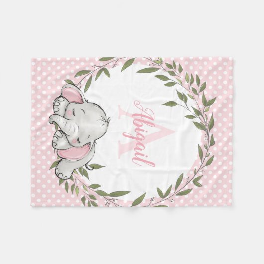 Grünkraut Rosa Personalisiertes Mädchen Fleecedecke (Vorderseite (Horizontal))