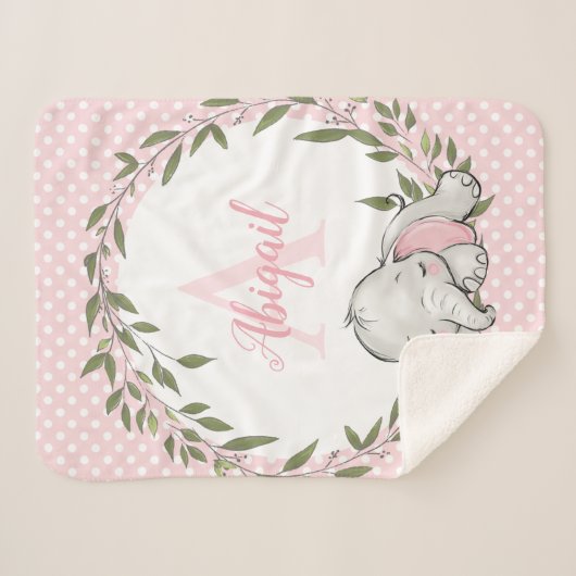 Grünkraut Rosa Personalisiertes Mädchen Sherpadecke (Vorderseite (Horizontal))