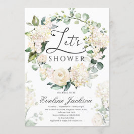 Grünkraut, weiß Rosen goldfarben geometrisch Einladung