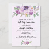 Grünkreuz der ersten Kommunion Veilchen Blume Einladung (Vorderseite)